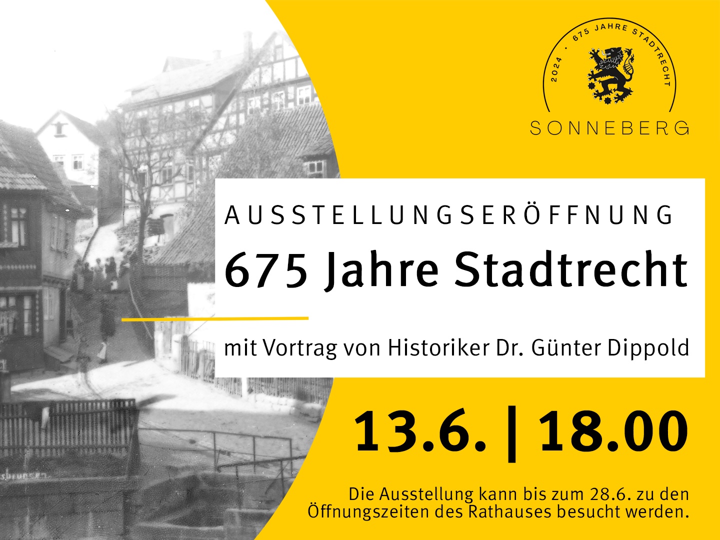 Zu sehen ist eine Grafik, die auf eine Ausstellungseröffnung hinweist.