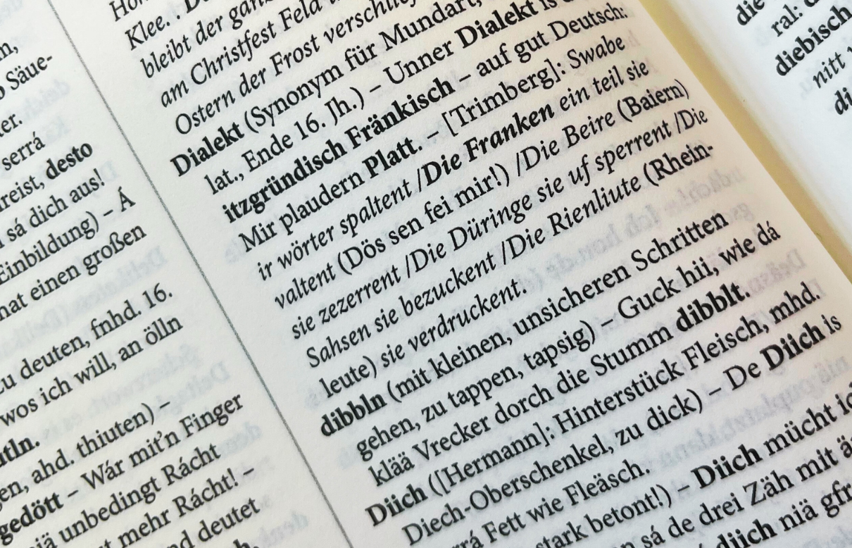 Lexikoneintrag fränkischer Dialekt, Foto: C. Heim